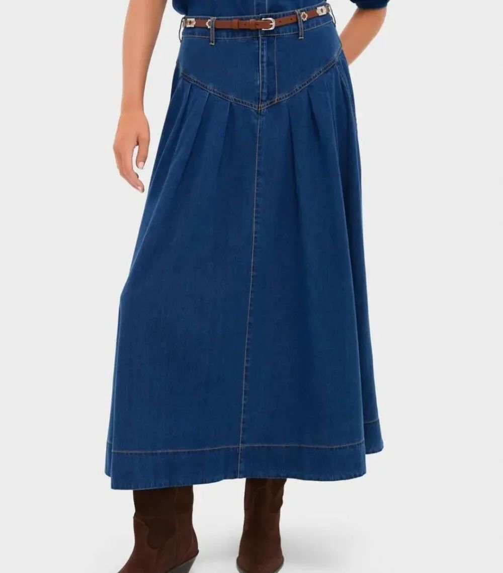 NWT Tuckernuck Denim Blue Rhodes Maxi Skirt sz 2